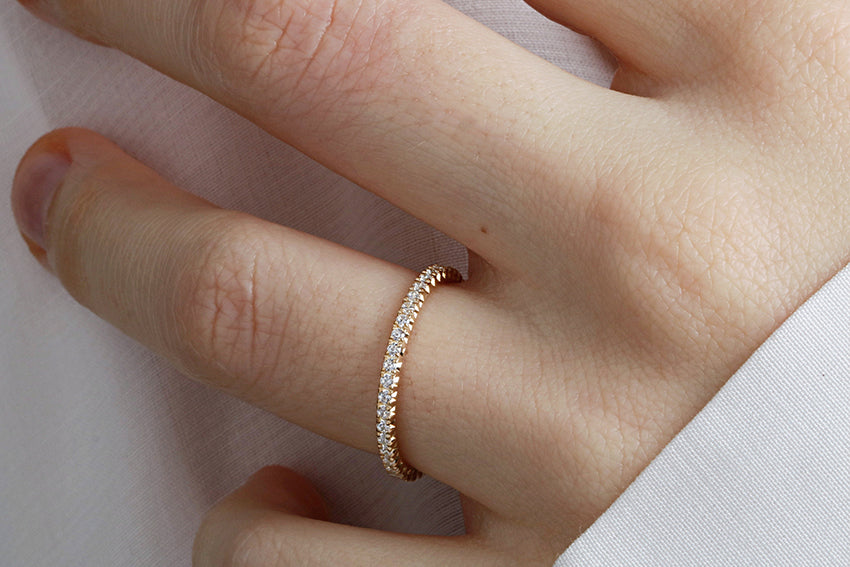 14K Gold 1.8mm French Cut All Around Diamond Wedding Band