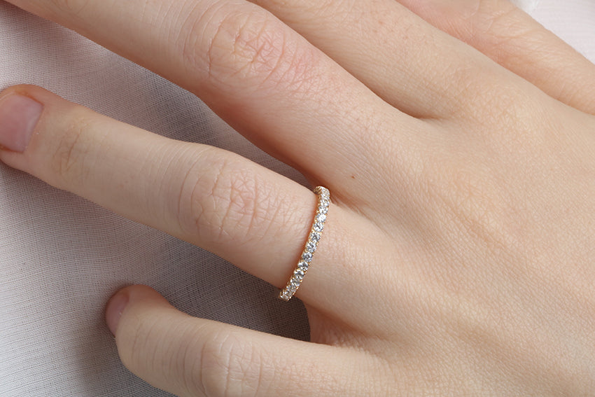 14K Gold 2mm French Cut Half Way Diamond Wedding Band