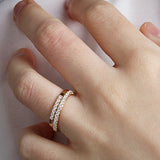 14K Gold 2mm French Cut Half Way Diamond Wedding Band