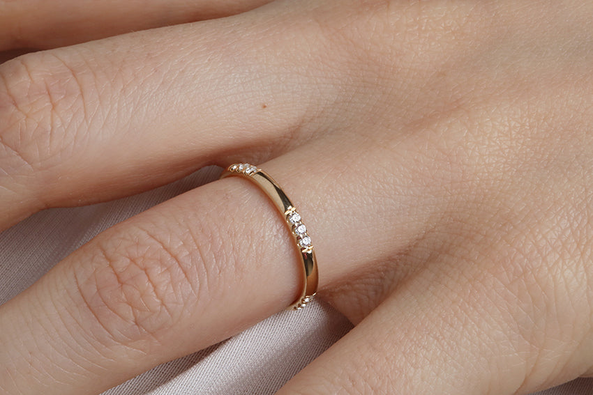 14K Gold 2 mm Wedding Band with Diamonds