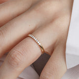 14K Gold 2mm 9 Stone Diamond Wedding Band