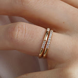 14K Gold 2mm 9 Stone Diamond Wedding Band