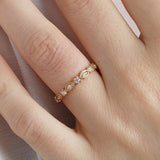 14K Gold Round and Marquise Design Diamond Wedding Band