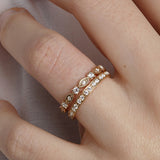 14K Gold Round and Marquise Design Diamond Wedding Band