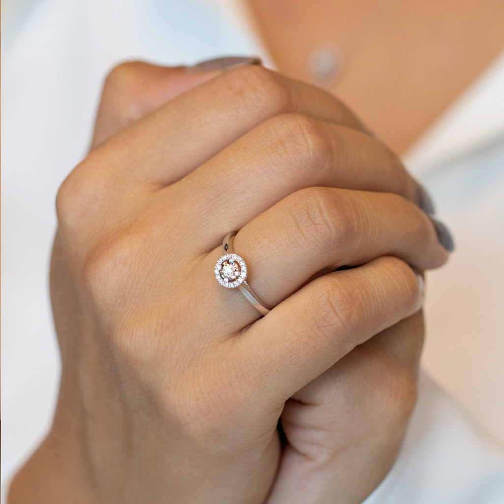 14K Halo Diamond Ring