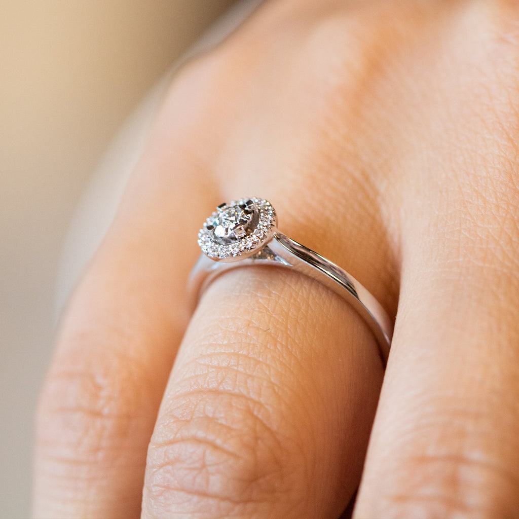 14K Halo Diamond Ring