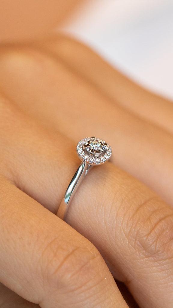 14K Halo Diamond Ring