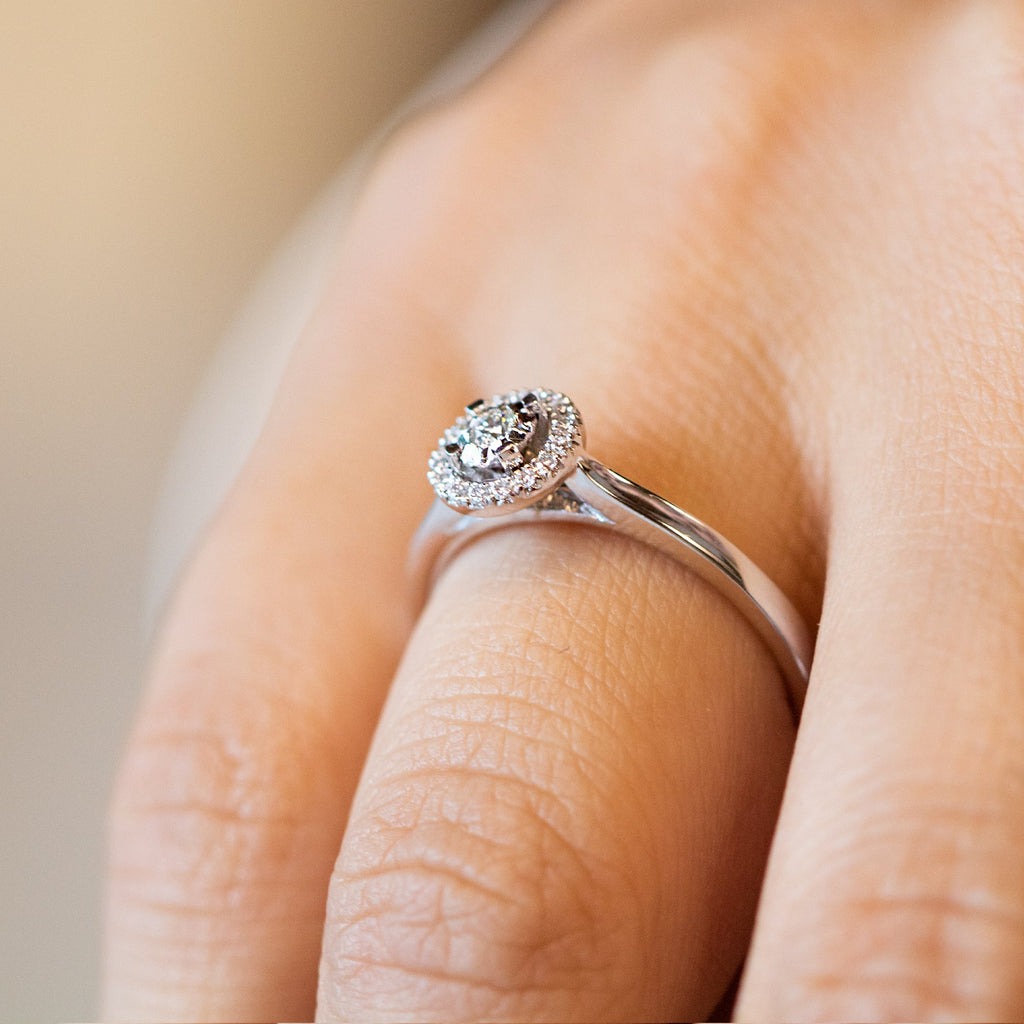 14K Halo Diamond Ring