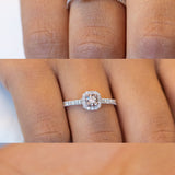 14K Halo Diamond Ring, Micropave Round Diamond Engagement Ring