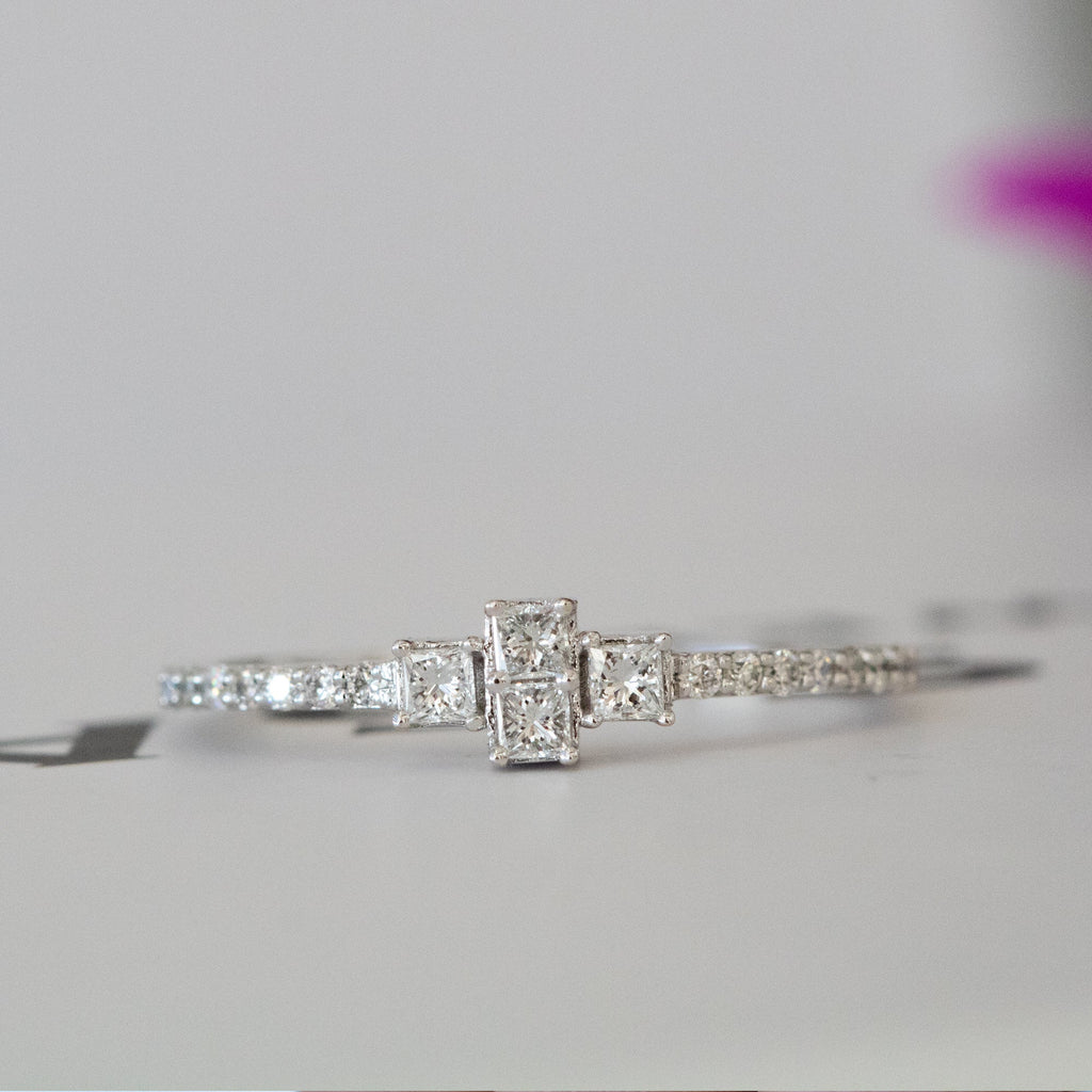  14K Gold Baguette and Round Diamond Ring