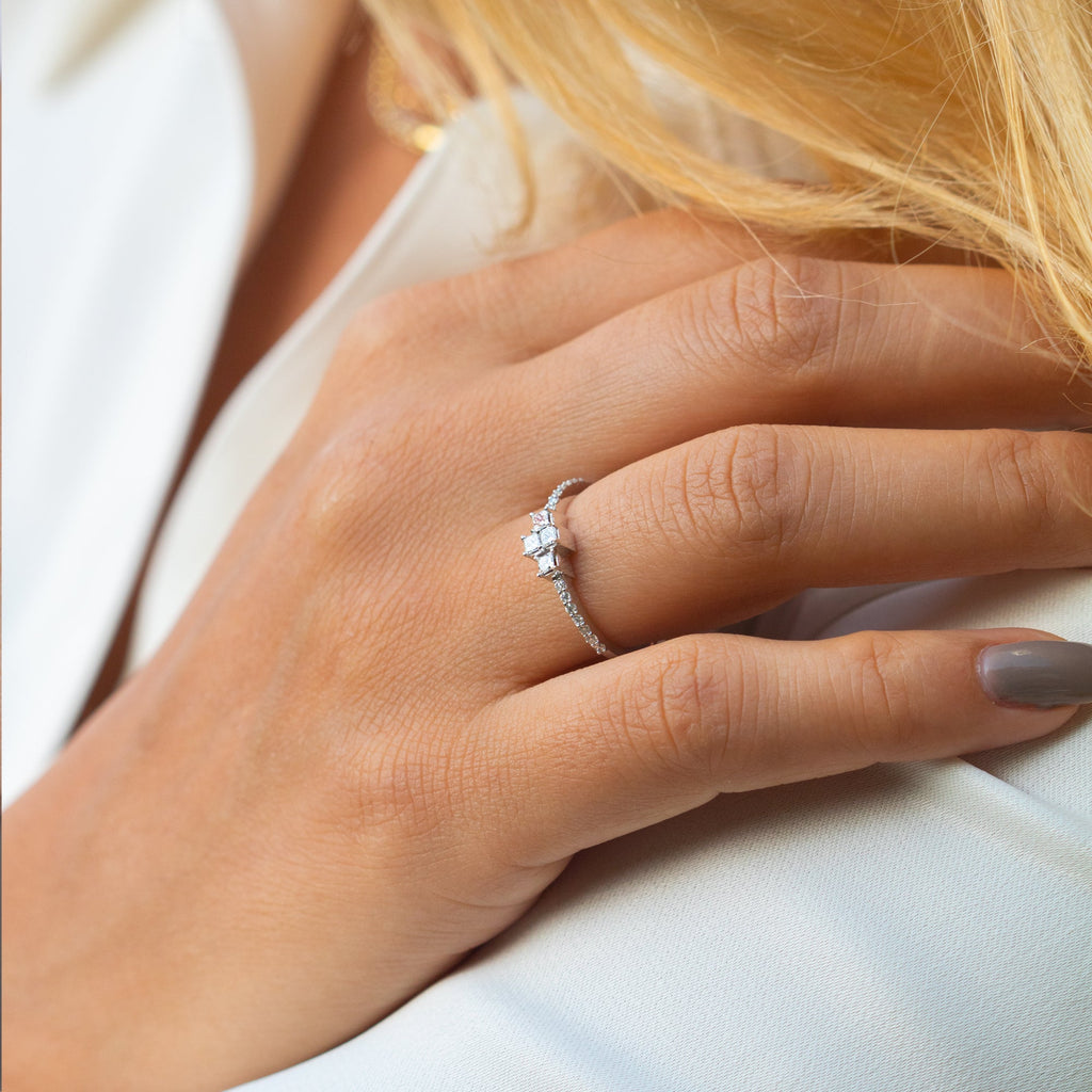  14K Gold Baguette and Round Diamond Ring