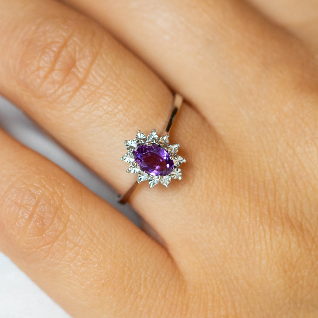 14K White Gold Amethyst Ring
