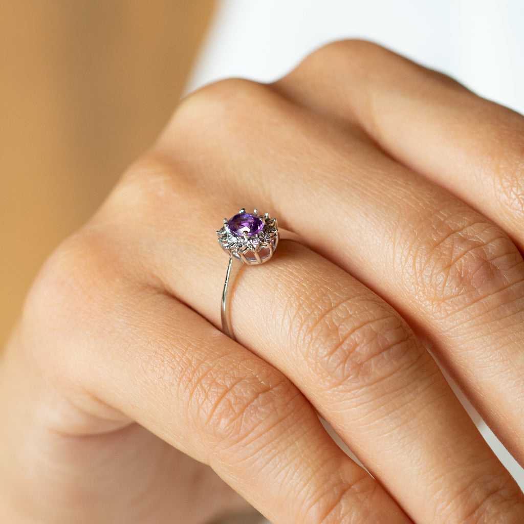 14K White Gold Amethyst Ring