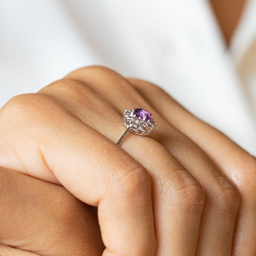 14K White Gold Amethyst Ring