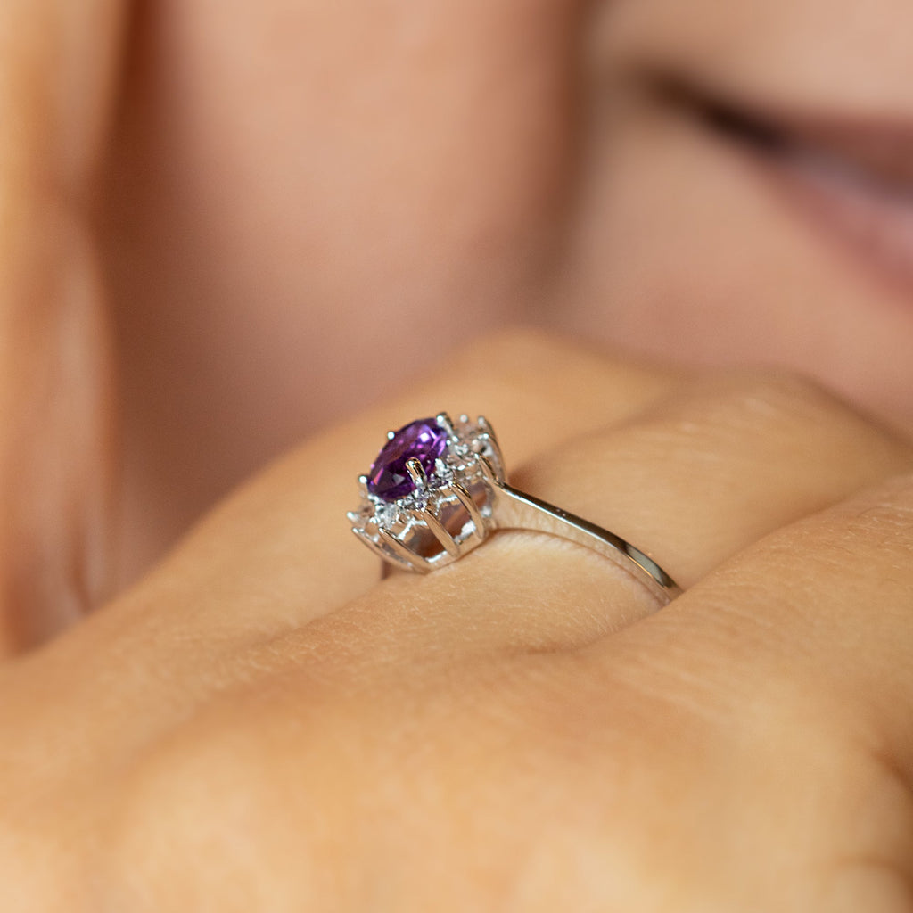 14K White Gold Amethyst Ring