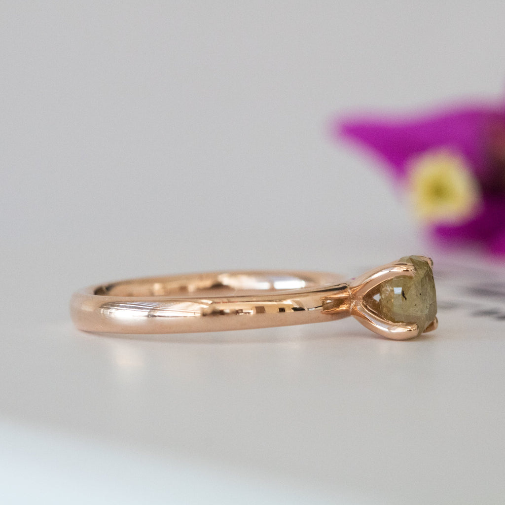 14K Gold Raw Stone Diamond Ring