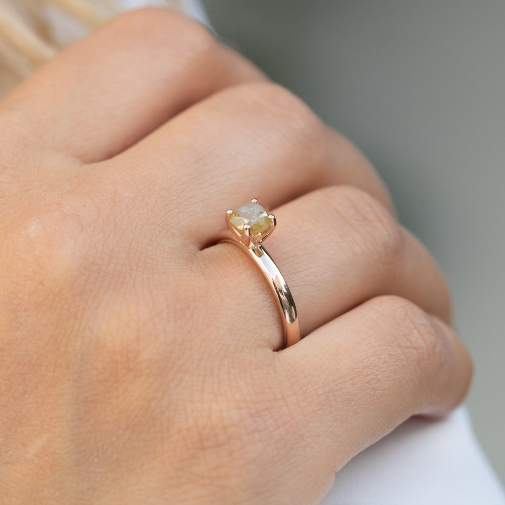 14K Gold Raw Stone Diamond Ring