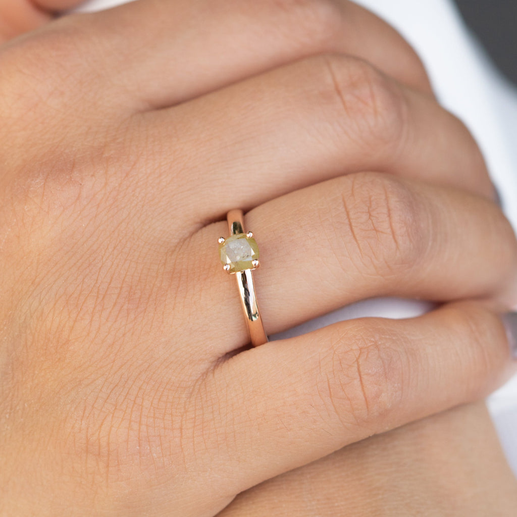 14K Gold Raw Stone Diamond Ring