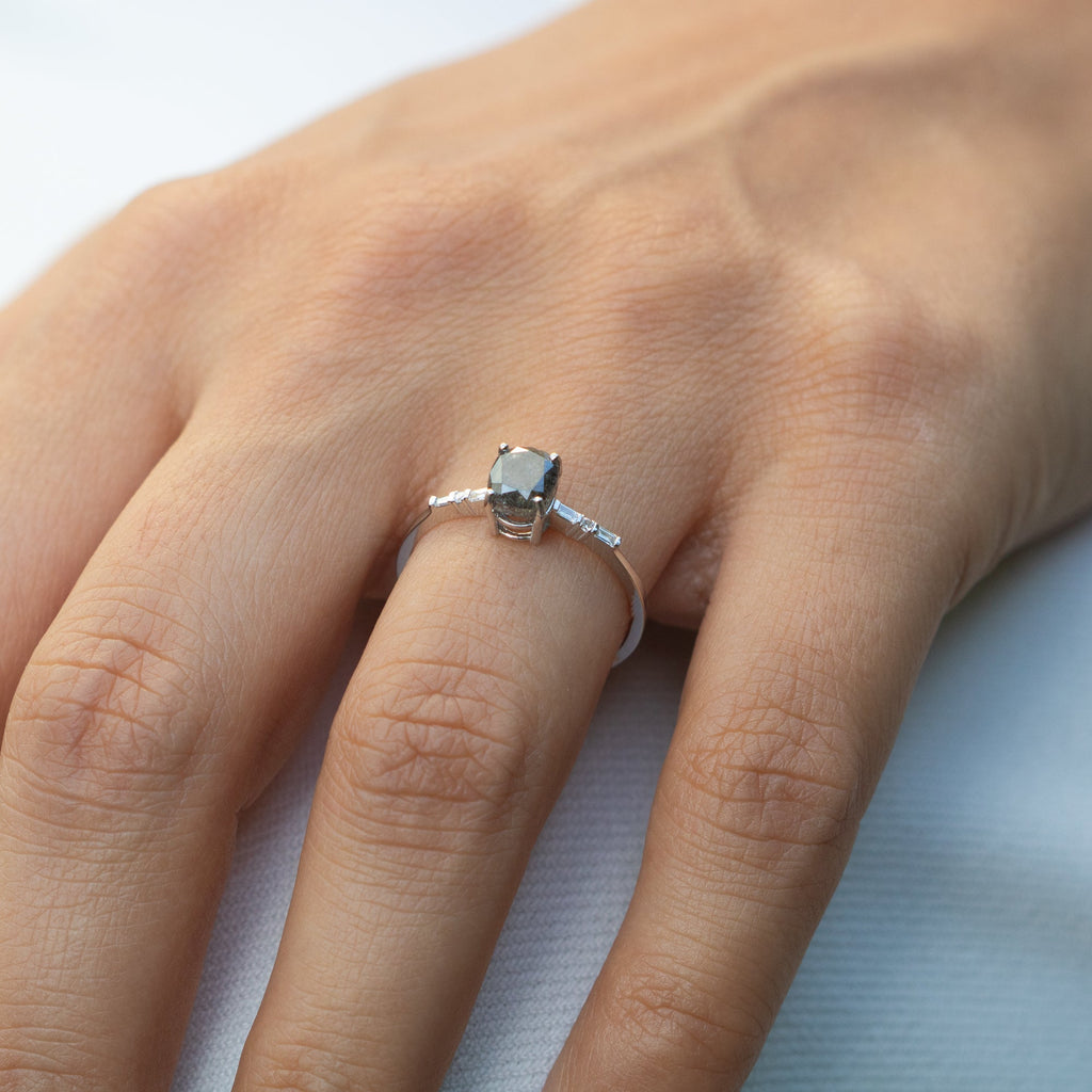 14K Gold Salt and Pepper Diamond Ring