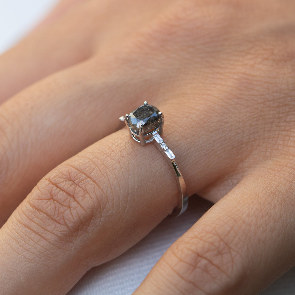 14K Gold Salt and Pepper Diamond Ring