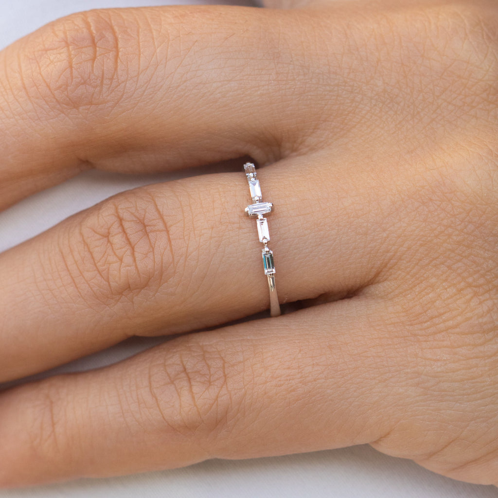 14K White Gold Thin Diamond Ring