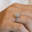 8K White Gold Baguette and Round Diamond Engagement Ring