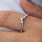 14K White Gold Diamond Chevron Ring