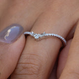 14K White Gold Diamond Chevron Ring