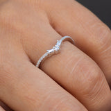14K White Gold Diamond Chevron Ring