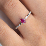 14K Gold Oval Cut Ruby Engagement Diamond Ring