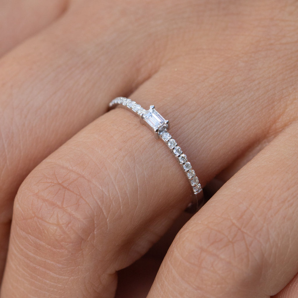  14K Gold Stackable Baguette Engagement Ring