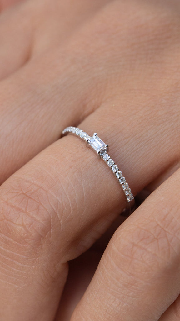  14K Gold Stackable Baguette Engagement Ring