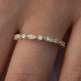  14K Gold Art Deco Diamond Half Eternity Band