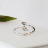 14K Gold Tear Drop Sapphire and Diamond Ring