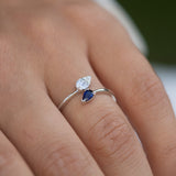 14K Gold Tear Drop Sapphire and Diamond Ring