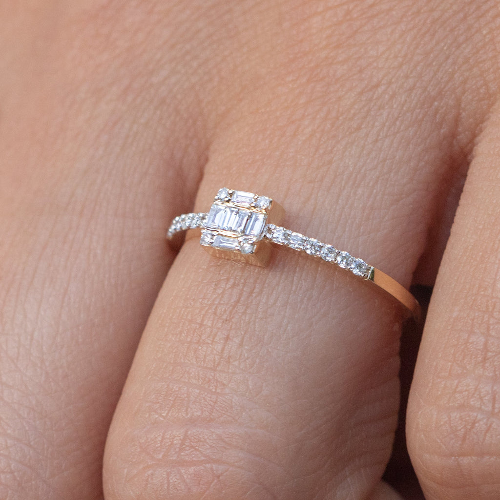 14K Gold Petite Baguette Diamond Ring