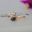 14K Gold Pear Black Diamond and Round Diamond Ring