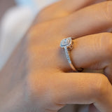 14K Gold Round and Baguette Diamond Engagement Ring