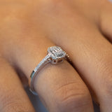 14K Gold Round and Baguette Diamond Engagement Ring