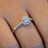 14K Gold Round and Baguette Diamond Engagement Ring