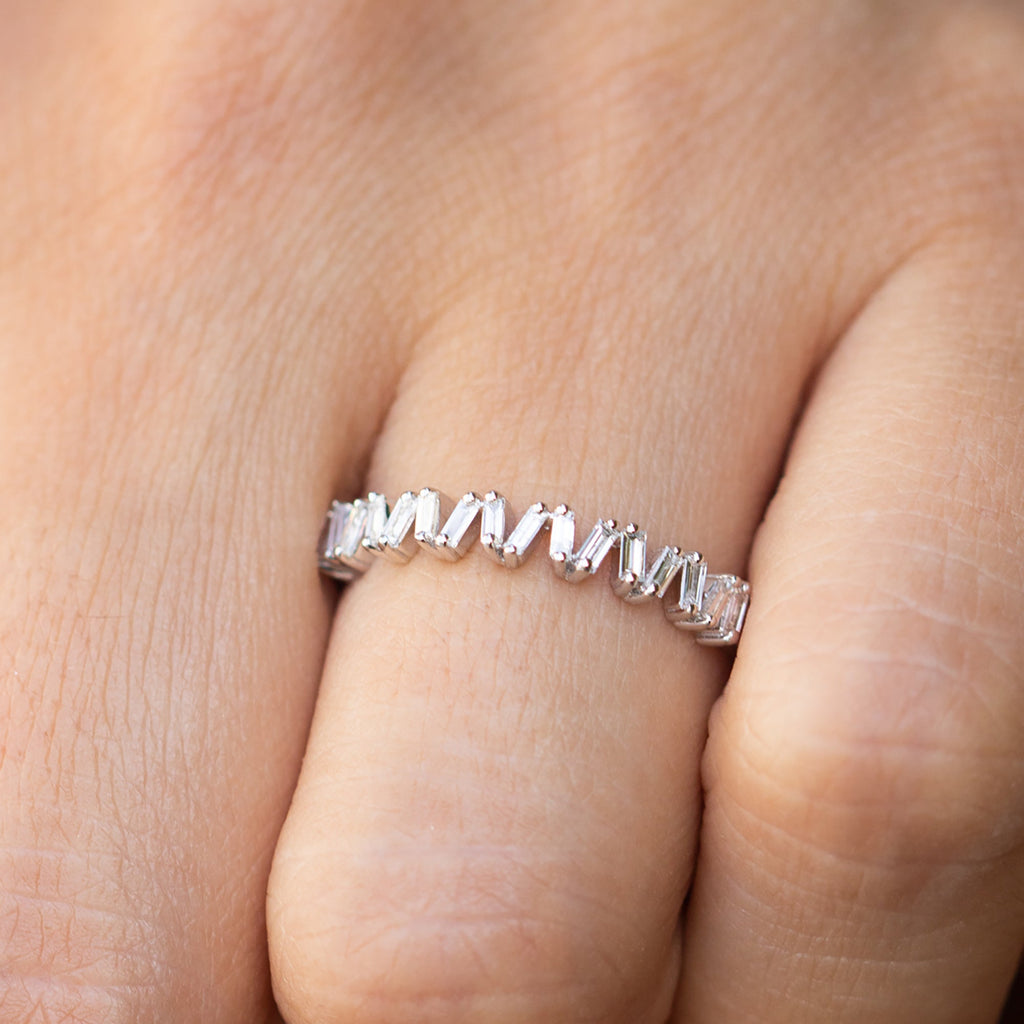 14K White Gold Stackable Baguette Diamond Ring