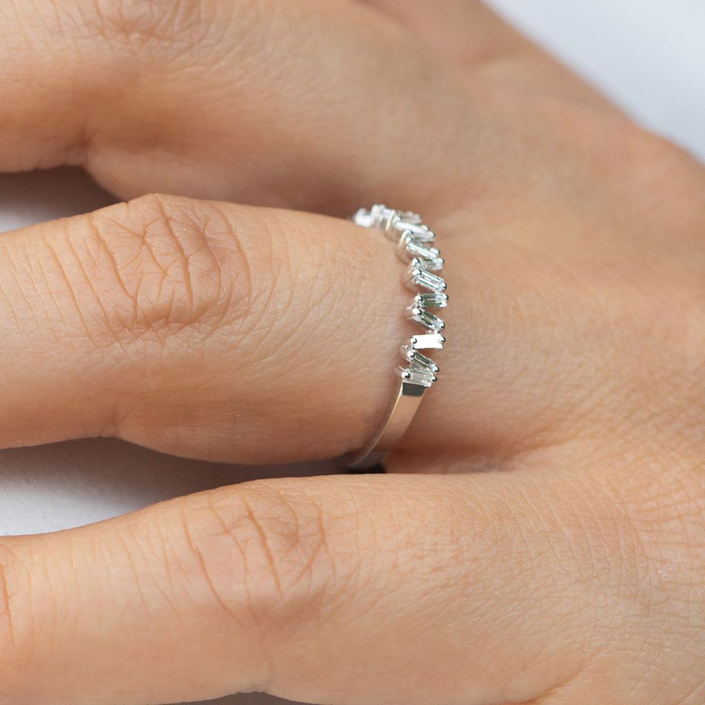 14K White Gold Stackable Baguette Diamond Ring