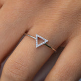 14K White Gold Triangle Geometric Ring