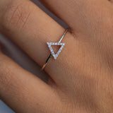 14K White Gold Triangle Geometric Ring