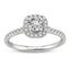 14K Halo Diamond Ring, Micropave Round Diamond Engagement Ring