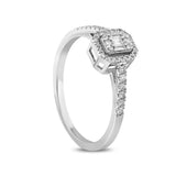 14K Gold Round and Baguette Diamond Engagement Ring