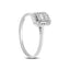 8K White Gold Baguette and Round Diamond Engagement Ring