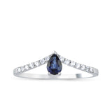 14K White Gold Pear Sapphire with Round Diamond