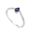 14K White Gold Pear Sapphire with Round Diamond