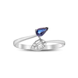 14K Gold Tear Drop Sapphire and Diamond Ring